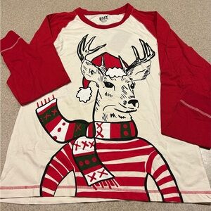 Lazy One Red and White Reindeer PJ Cotton Top
